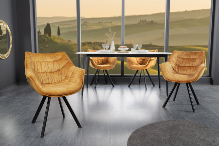 Set 2 scaune THE DUTCH COMFORT din catifea galben mustar [2]