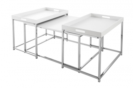 Living - Set 3 masute de cafea cu 2 balturi detasabile