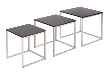 Masute de cafea - Set 3 masute New Elements cu blat din MDF si picioare din metal