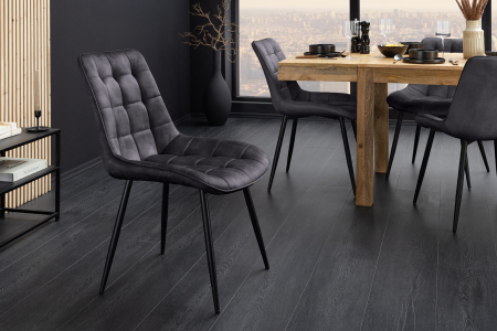 Set 4 scaun ROADSTAR din catifea gri inchis [2]