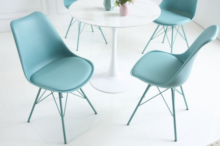Scaune - Set 4 scaune Scandinavia din plastic dur si sezut cu piele ecologica