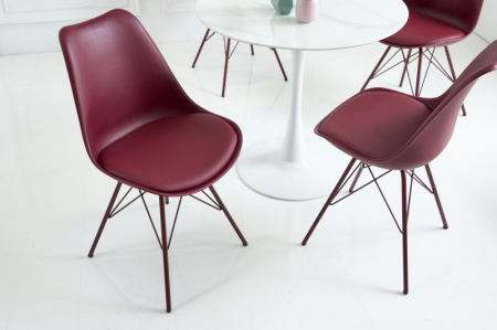 Scaune - Set 4 scaune Scandinavia din plastic dur si sezut cu piele ecologica