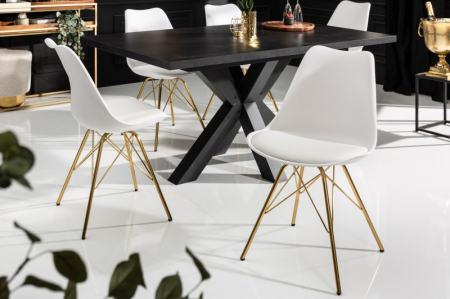 Scaune - Set 4 scaune Scandinavia din plastic dur si sezut cu piele ecologica