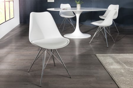 Scaune - Set 4 scaune Scandinavia din plastic dur si sezut cu piele ecologica