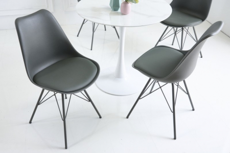 Scaune - Set 4 scaune Scandinavia din plastic dur si sezut cu piele ecologica