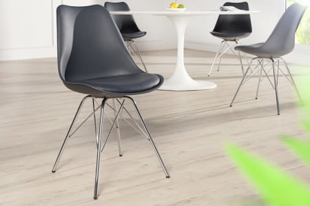 Scaune - Set 4 scaune Scandinavia din plastic dur si sezut cu piele ecologica