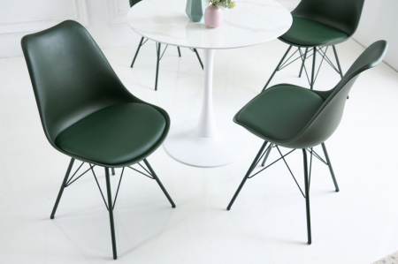 Scaune - Set 4 scaune Scandinavia din plastic dur si sezut cu piele ecologica