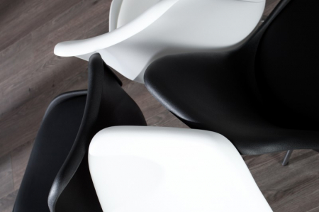 Set 4 scaune Scandinavia din plastic dur si sezut cu piele ecologica [5]