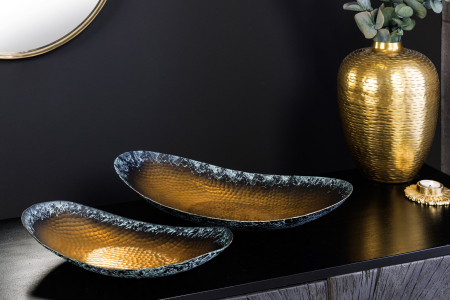 Set de 2 boluri ORIENT 35-45 cm, cu efect de ciocănit, auriu cu patină [2]