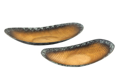 Decorațiuni - Set de 2 boluri ORIENT 35-45 cm, cu efect de ciocănit, auriu cu patină