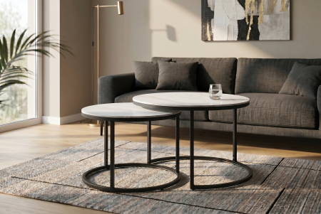 Set de 2 măsuțe de cafea ELEGANCE 75 cm, din ceramică albă [1]
