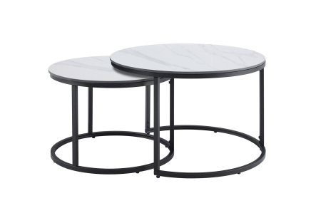 Living - Set de 2 măsuțe de cafea ELEGANCE 75 cm, din ceramică albă