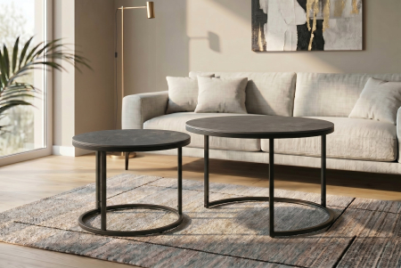 Set de 2 măsuțe de cafea ELEGANCE 75 cm, din ceramică gri [2]