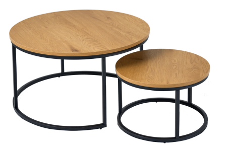 Living - Set de 2 măsuțe de cafea ELEGANCE 80 cm, aspect de stejar sălbatic