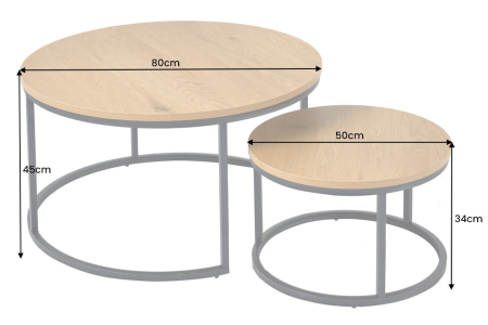 Set de 2 măsuțe de cafea ELEGANCE 80 cm, aspect de stejar sălbatic [5]