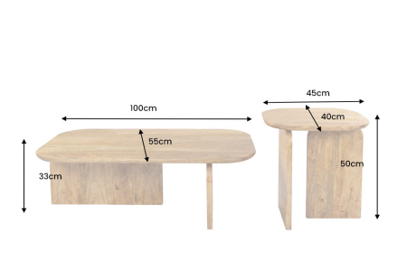 Set de 2 măsuțe de cafea GATSBY 100 cm/45 cm din lemn de mango maro [7]