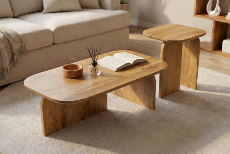Set de 2 măsuțe de cafea GATSBY 100 cm/45 cm din lemn de mango maro [5]