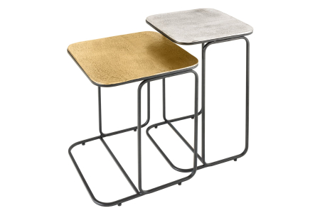 Set de 2 măsuțe laterale ABSTRACT, 40 cm, cadru metalic auriu-argintiu-negru [0]