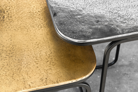 Set de 2 măsuțe laterale ABSTRACT, 40 cm, cadru metalic auriu-argintiu-negru [2]