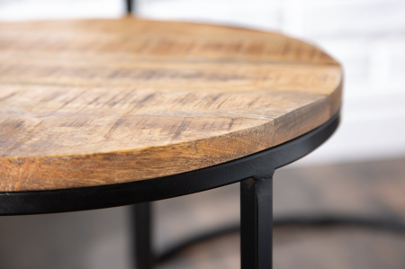 Set de 2 măsuțe laterale ELEMENTS din lemn de mango natural [5]