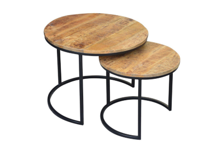 Masute de cafea - Set de 2 măsuțe laterale ELEMENTS din lemn de mango natural