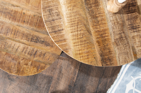 Set de 2 măsuțe laterale ELEMENTS din lemn de mango natural [6]