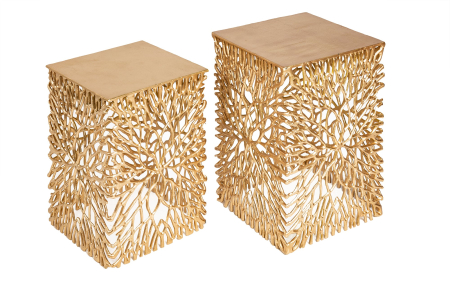 Living - Set de 2 măsuțe laterale LEAF 40-45cm aurii