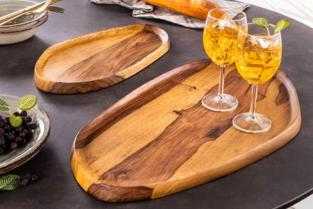 Set de 2 tăvi AMAZONAS din lemn de sheesham [4]