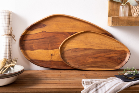 Set de 2 tăvi AMAZONAS din lemn de sheesham [2]