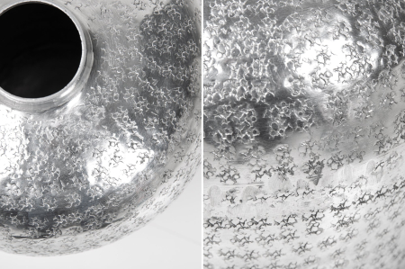 Set de 2 vaze ORIENTAL cu efect de lovituri de ciocan, argintiu [5]