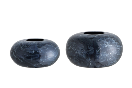 Decorațiuni - Set de 2 vaze STONE 23-26 cm, aspect marmorat, negru