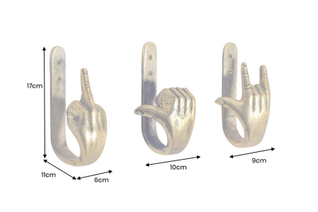 Set de 3 cuierele FINGERS 20 cm din alamă [6]