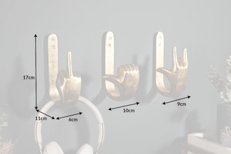 Set de 3 cuierele FINGERS aurii [7]
