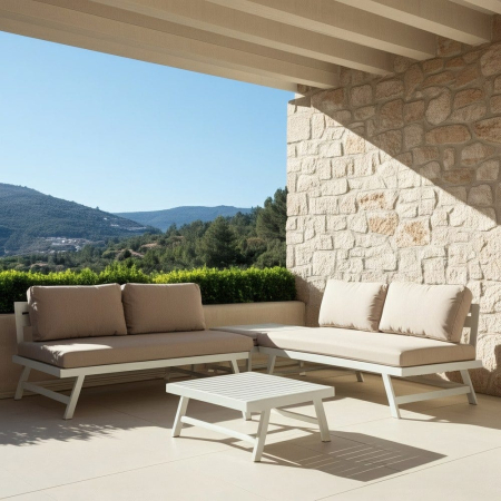 Mobilier Gradina - Set de exterior din aluminiu bej-alb