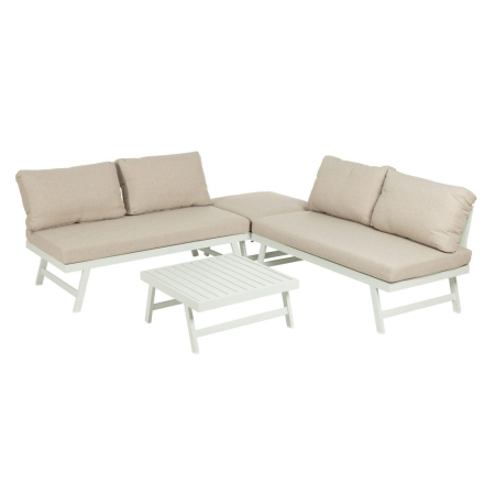 Set de exterior din aluminiu bej-alb [2]