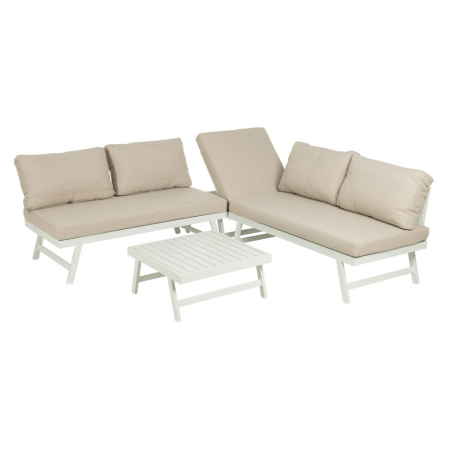 Set de exterior din aluminiu bej-alb [3]