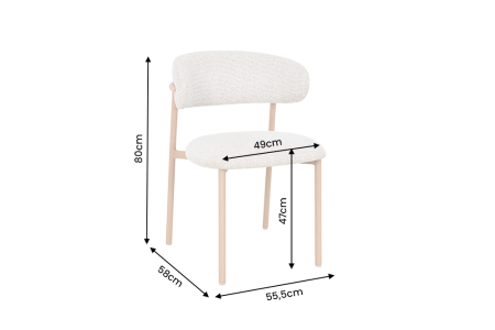 Set două scaune BELFORT din țesătură texturată bej, cu picioare metalice de culoarea stejarului [5]