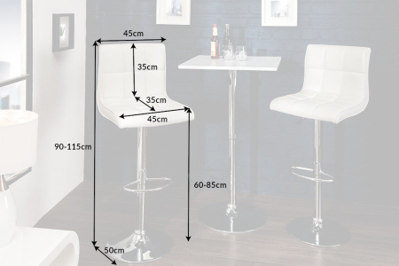 Set două scaune de bar MODENA 90-115 cm piele sintetică albă [6]