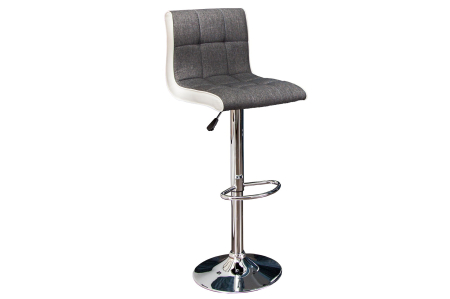 Scaune - Set două scaune de bar MODENA 90-115 cm, țesătură texturată și piele sintetică, gri-alb