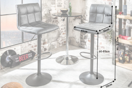 Set două scaune de bar MODENA 95-115 cm microfibră gri vintage [8]