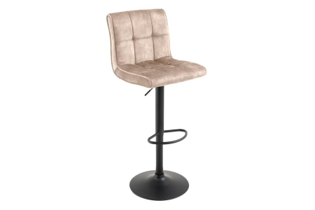 Scaune & fotolii - Set două scaune de bar MODENA, înălțime reglabilă între 92 și 116 cm, rotativ la 360°, catifea bej-șampanie cu cadru negru