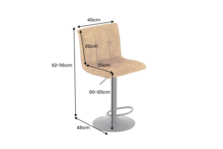 Set două scaune de bar MODENA, înălțime reglabilă între 92 și 116 cm, rotativ la 360°, din catifea galben muștar, cu cadru negru [11]