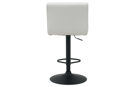 Set două scaune de bar MODENA, înălțime reglabilă între 92 și 116 cm, rotativ la 360°, din piele artificială albă cu cadru negru [6]
