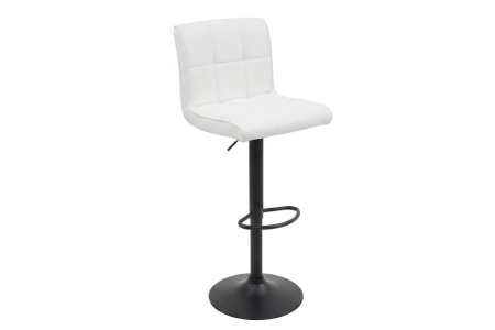 Scaune bar - Set două scaune de bar MODENA, înălțime reglabilă între 92 și 116 cm, rotativ la 360°, din piele artificială albă cu cadru negru