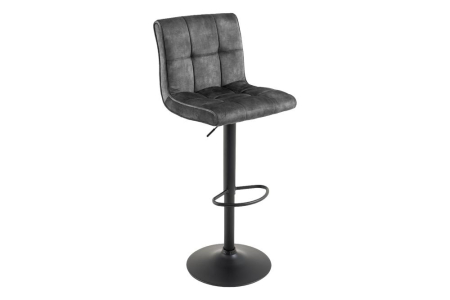 Scaune & fotolii - Set două scaune de bar MODENA, înălțime reglabilă între 96 și 116 cm, rotativ la 360°, catifea antracit cu cadru negru