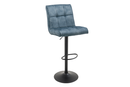 Scaune bar - Set două scaune de bar MODENA, înălțime reglabilă între 96 și 116 cm, rotativ la 360°, catifea de culoare petrol cu cadru negru