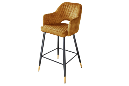 Scaune & fotolii - Set două scaune de bar PARIS cu tapițerie decorativă matlasată din catifea galben muștar