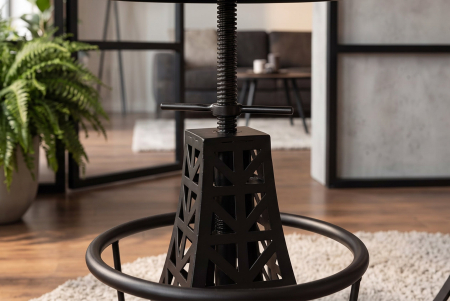 Set două scaune de bar PARIS LOFT reglabil 47-77 cm din lemn de mango maro închis cu bază neagră - Design Turnul Eiffel [4]