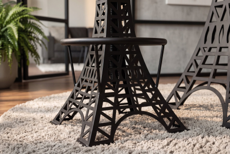 Set două scaune de bar PARIS LOFT reglabil 47-77 cm din lemn de mango maro închis cu bază neagră - Design Turnul Eiffel [5]