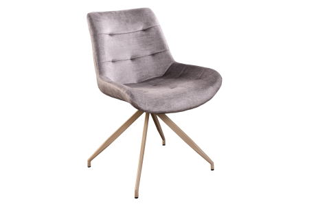 Scaune - Set două scaune DIVANI în stil retro, din microfibră de catifea, culoare bej-taupe, cu cadru metalic bej
